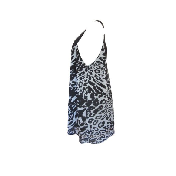 Lapis Black/White Animal Print Beaded Sleeveless Tunic Style Blouse in Sz XL - Picture 3 of 6